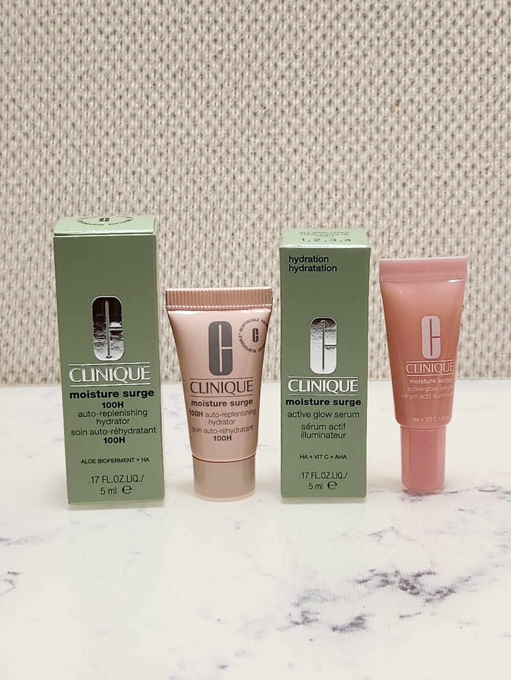 Clinique Moisture Surge 100H Hydrator .17 oz & Active Glow Serum .17 oz MINI Siz